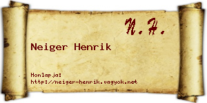 Neiger Henrik névjegykártya